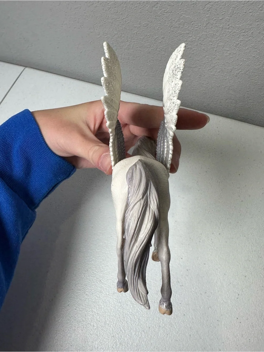 White and Gray Winged Pegasus Figure - Fantasy Play Toy